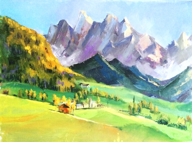Картина Деревня в горах
