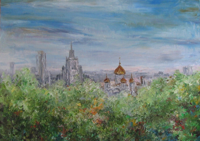 Картина маслом Утро в Москве