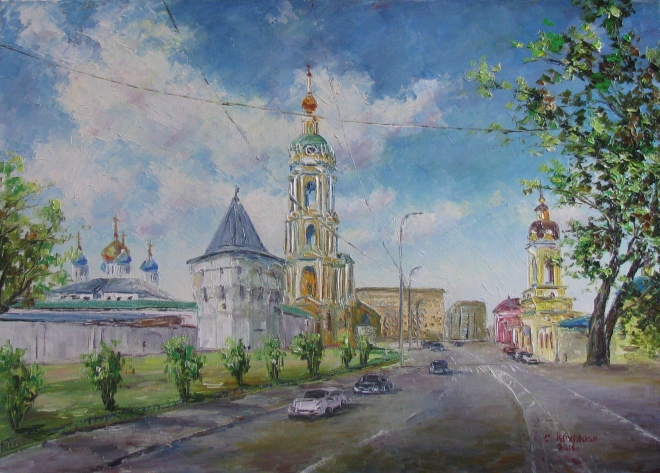 Картина маслом Новоспасский монастырь