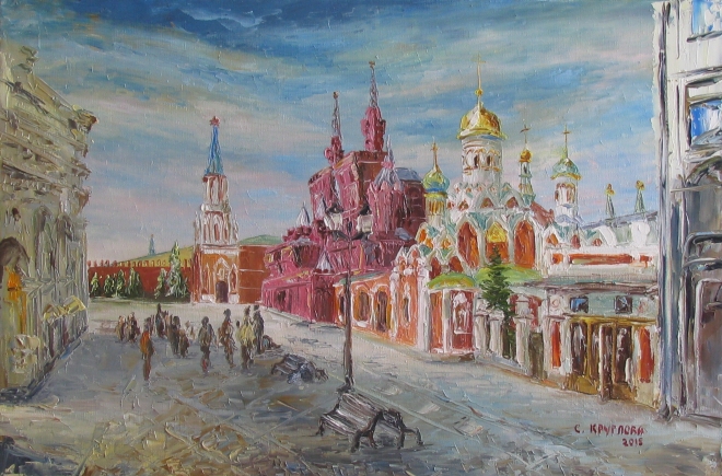 Картина маслом Казанский собор и Никольская башня