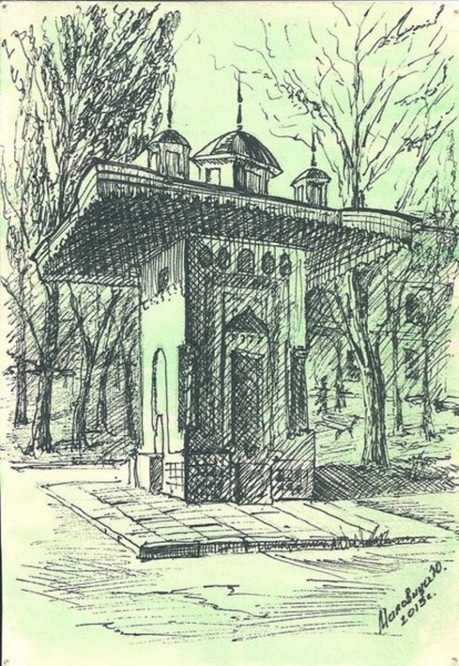 Картина акварелью Фонтан Айвазовского