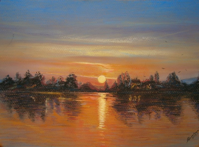 Картина Ночь на реке
