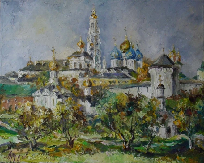 Картина маслом Свято-Троицкая Сергиева Лавра