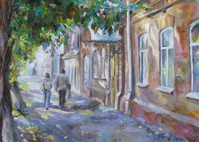 Картина маслом Старый город. Ульяновск