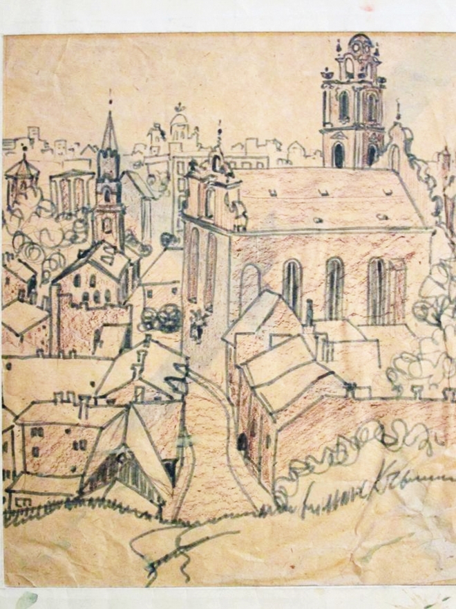 Картина Вильнюс с холма Гедиминаса