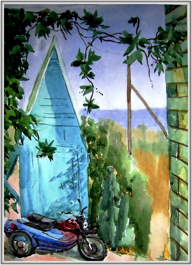 Картина акварелью Малахит (Тамань)