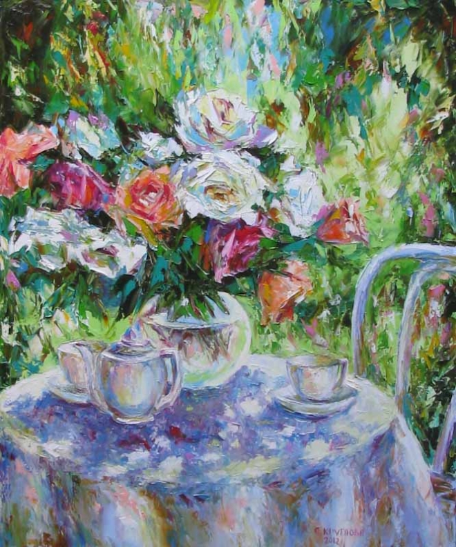 Картина маслом Чай в саду