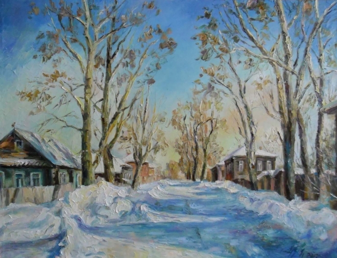 Картина маслом Морозный день в Соликамске