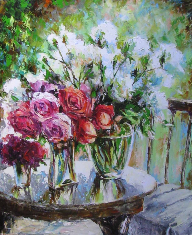 Картина маслом Утренние розы