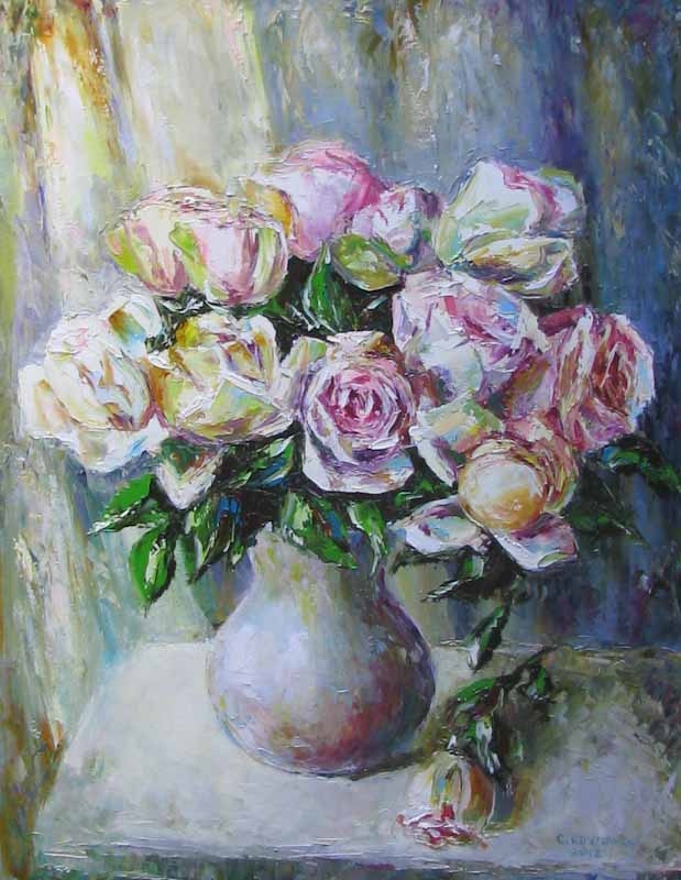 Картина маслом Перламутр роз