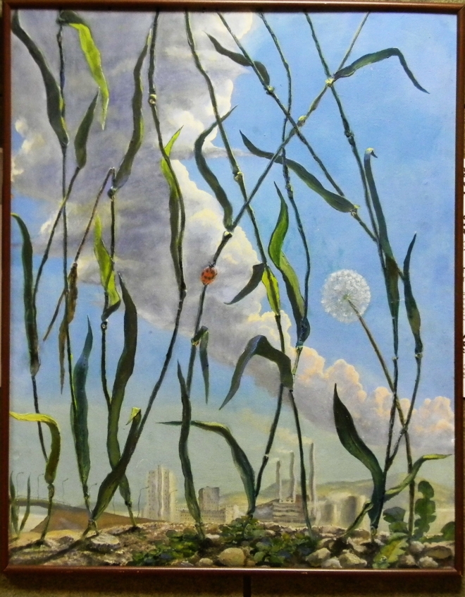 Картина маслом Июль, в траве